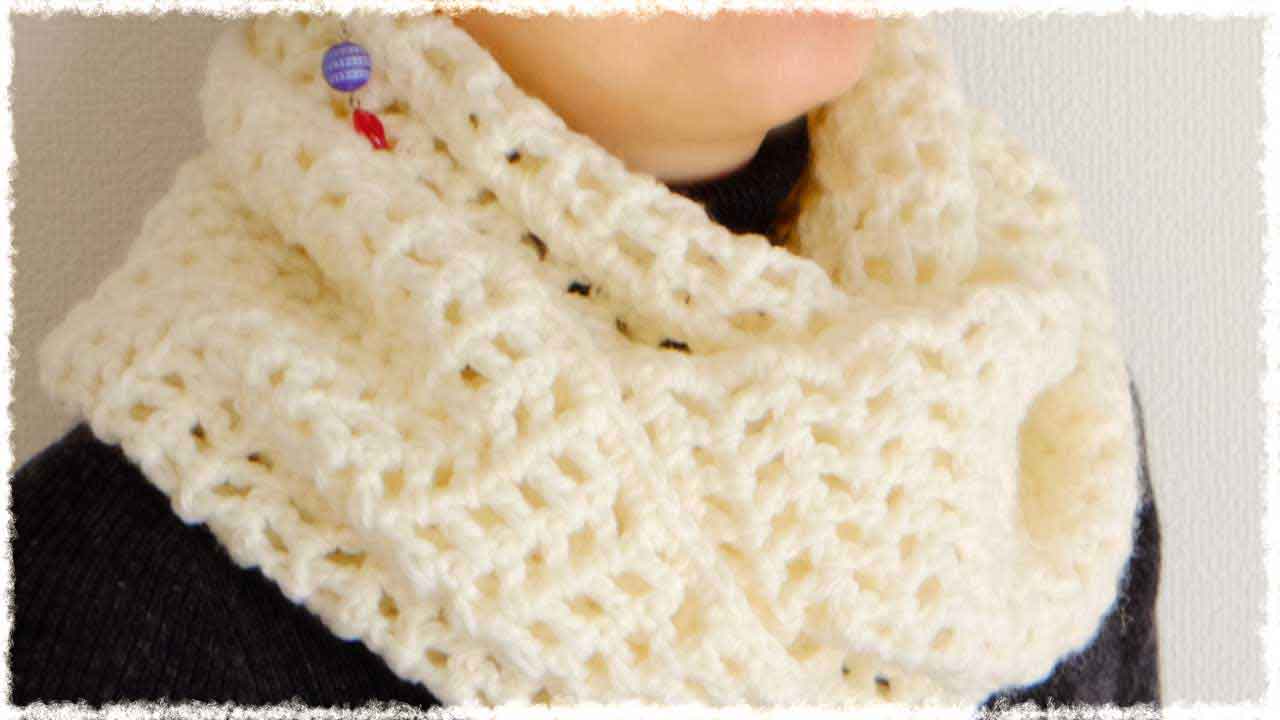 シンプル・スヌードの編み方・作り方【100均糸5玉で簡単♪】かぎ針編み
